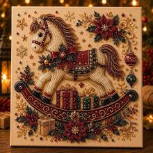 1 Set DIY Christmas Pearl Diamond Painting Art Kit, Includes Frame, Beads, Gemstone Stickers, Handmade 3D Holiday Decor, Adult Gift, 5 Classic Design Beaded Decoration Set - A - View 26