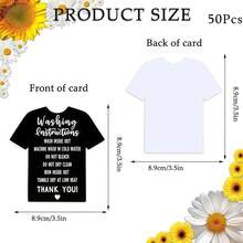 50pcs T-Shirt Washing Instruction Cards, Shirt Care Instruction Cards, T-Shirt Cleaning Care Cards, Customer Guidance Cards, Suitable For Use In Small Online Stores - T-shirt Care Card - View 3