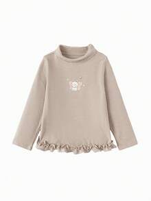 Balabala Girls & Baby Long‑Sleeve T‑Shirt Soft‑Cozy New Winter Base Layer Top Daily‑Ready Inner Wear For Little Young Girl - Brown Tone - View 4
