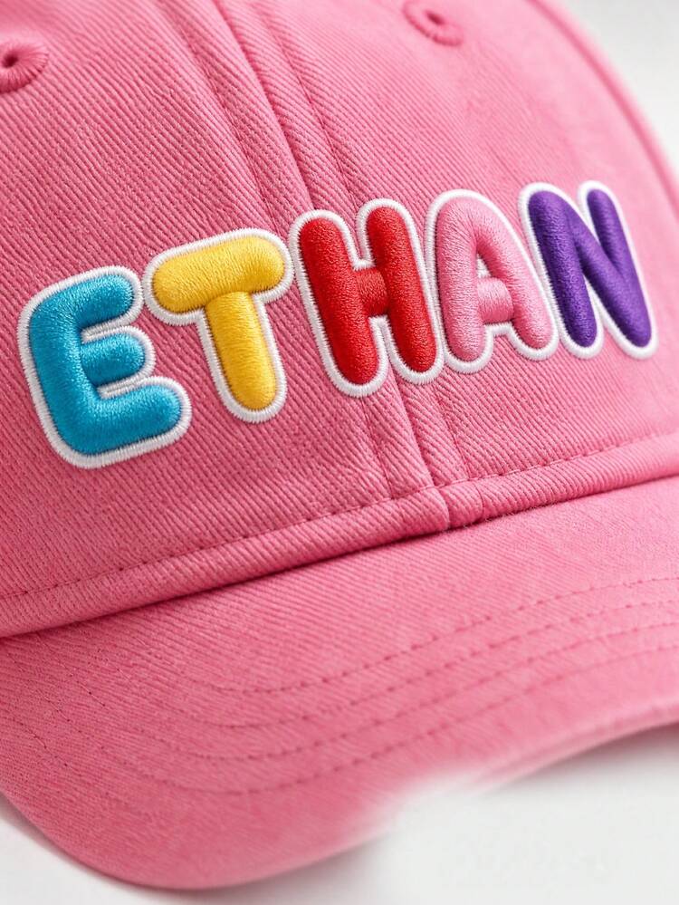 Personalized Multi-Color Embroidered Decorative Hat, Customizable With Your Name, Unique, Fashionable, Beautiful, Vacation Decoration, Back To School Eye-Catching Accessory - Multicolor - View 3