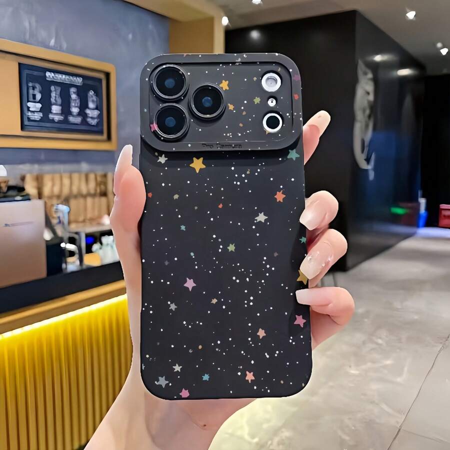 1pc Black Pupil Lens Protection Personalized Colorful Star Pattern Phone Case Compatible With IPhone 16 Pro Max/17/16/15/14 Plus/13/12/11/Air And Series - Multicolor - View 1