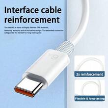 6A USB A To Type C Data Cable 1-3pcs 3.3FT/6.6FT Super Fast Charging Cable Compatible With Xiaomi Compatible With Huawei Honor Fast Charging USB C Data Cable - White - View 3