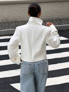 DEEKA Spring/Summer New Arrival Women's Fashion Minimalist Versatile Patchwork Short Jacket White - White - View 3