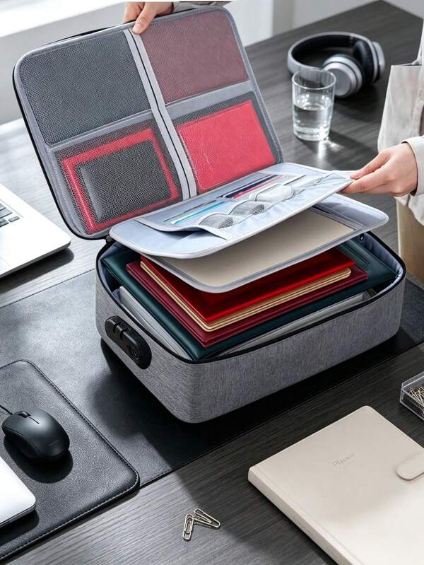 Bolsa de almacenamiento de archivos multifuncional con cierre minimalista, portapasaporte portátil y billetera para tarjetas, para viajes, vacaciones, viajes de negocios, oficina, escuela, hogar, uso diario y camping, estilo familiar unisex, adecuada para oficina, útiles escolares, regreso a clases, útiles escolares, útiles de oficina, accesorios de escritorio, accesorios de escritorio de oficina, decoración de oficina, útiles para regreso a clases, artículos imprescindibles para el aula para maestros