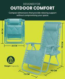 Gravity Chairs (2-Pack) Premium Heavy-Duty Outdoor Recliners With Luxe Two-Tone Design! Features Ultra-Padded Ergonomic Support, 5-Position Adjustable Backrest Independent Headrest, Built-In Cup Holder Phone Slot, And Smooth Rocking F - Mint - View 2