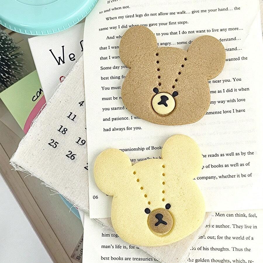 Stitched Patch Bear Cookie Cutter, Cute Stitch‑Detail Bear Head Embossing Baking Mold For Sweet‑Style Dessert & Handmade Snack Gift