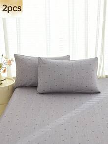 2pcs Grey Striped Heart Pattern Pillow Cover And Decorative Cushion Cover Set, Suitable For Bedding - Grey - View 2