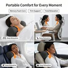 1PC Ergonomic Memory Foam Neck Pillow, Designed For Cervical Spine, Made Of Breathable Polyester, Hand Wash Only - Multicolored - View 8