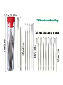 18pcs Multi-Function Large Hole Sewing Needle Set, Designed For Elderly, Extra Large Hole Needle Head, Suitable For Quilting, Fine Embroidery, Large Hole Embroidery And Cross Stitch, Ideal Choice For Embroidery - A - View 3