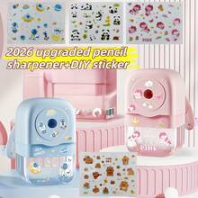 Manual Crank Operation, DIY Replaceable Unicorn/Space/Panda Stickers, Suitable For School And Office, Anti-Pencil Lead Breakage Design, Effort-Saving Design For Students, Sold By PureHubShop - A - View 1