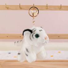 1pc Realistic Little Tiger Plush Keychain, Cute White Tiger Doll Pendant, Backpack Charm, Children's Gift, Bag/Car Decoration, Holiday Gift - Multicolor - View 5