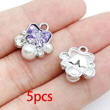 5/20pcs Silvery Plated Purple Rhinestone Charms Dolphin Shell Star Heart Butterfly Owl Pendant For DIY Necklace Earring Jewelry Making Findings - Mauve Purple - View 26