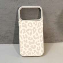 1pc White Leather Texture Minimalist Personalized Light Leopard Print Phone Case Suitable For IPhone 16 Pro Max/17/16/15/14 Plus/13/12/11/Air And Series - Multicolor - View 4