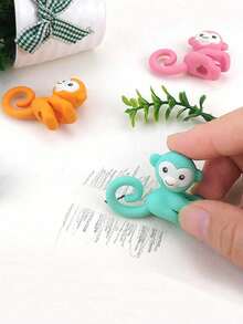 24pcs Mini 3D Cute Monkey Pencil Erasers, Monkey Erasers, Hanging Pencil Erasers, Suitable For Classroom Rewards, Party Favors, Back To School Gifts And Friend Exchange - Monkey Eraser - View 4
