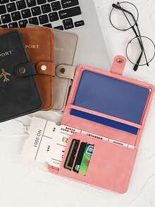Solid Color Multi-Layer Passport Holder,Suitable For Storing Passport Documents, Bank Cards Storage Card Bags Travel Travel Essential Passport Cover - Multicolor - View 8