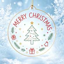 1pcsChristmas Acrylic Round Ornament, MERRY CHRISTMAS Printed Xmas Tree Hanging Pendant, Home Party Decor Holiday Gift - Multicolor - View 10