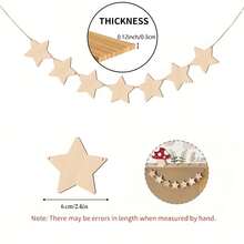 Nordic Style Wooden Star Garland Decoration, Suitable For Home Wall Or Birthday Party Decor. Made Of Solid Wood, Exquisite Pattern, Can Sway In The Wind When Hung, Creating A Dynamic And Beautiful Effect. - Star - View 2