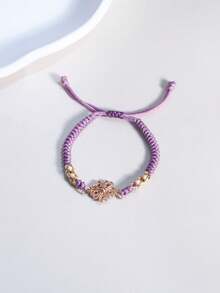 1pc Geometric Floral Handmade Braided Adjustable Rope Bracelet, Niche Minimalist Luxury Design Women's Jewelry - Bracelet - View 5