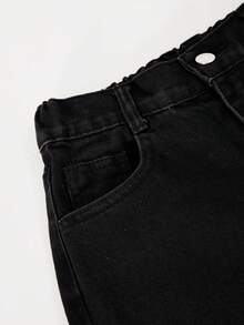 Girls' Spring Denim Jeans, New Fashion Style - Black - View 4