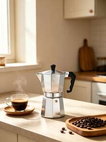 Aluminum Moka Pot: Brews Rich, Flavorful Coffee. Features A Non-Slip, Heat-Insulating Handle For Handling. Easy To Disassemble And Clean. Ideal For Home Use With Simple Operation. - Multiple Specifications - View 1