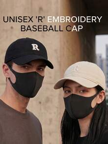 R Letter Embroidered Baseball Cap, All Season, Unisex, Soft Top Deep Crown Slimming Face Versatile Baseball Cap, Suitable For Daily Outings, Commuting, Running, Exercise, Couple Style - Multi-color a - View 8
