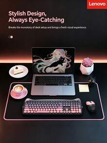 Lenovo Wireless Keyboard And Mouse Combo, Cute Cat Ear Design, Silent Keys, Suitable For Home Office Desktop And Laptop - View 5