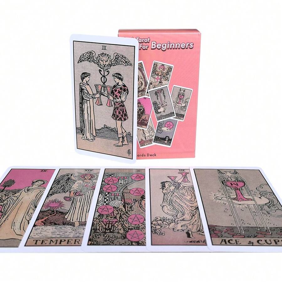 Pink Beginners Tarot Card Game, Casual Entertainment For Family Gatherings, Holiday Card Game, Party Game Activity - Watermelon Pink - View 1