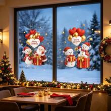 1pc Christmas Glass Sticker, Featuring A Cute Santa Claus Snowman Design, Reusable, Suitable For Home, Cafes, Store Windows And Storefront Glass, For Christmas And Winter Festival Decorations. - Multicolor - View 5