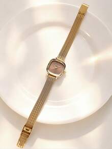 REBIRTH 1pc Women's Vintage Luxury Minimalist Fashion Casual Artistic Personalized Watch Suitable For Daily Wear - Coffee Brown - View 4