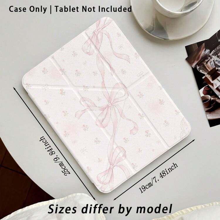 Floral & Bow Pattern Painted Effect Tablet Protective Case With Stand, Compatible With Honor 8/9/10/X8/X8A/X9/X8Pro/X9Pro, MatePad SE 11"/MatePad 11"/11.5", MatePad Pro, Apple 10th/11th Gen 2025 (A16), Galaxy Tab A7/A9 And Other Popular Models - Style 11 - View 3