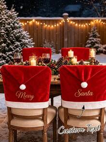 Personalized Santa Chair Cover, Customized Embroidered Christmas Dining Chair Back Cover, Holiday Table Decor, Christmas Home Gift, Customized Family Holiday Dining Decor - Multicolor - View 1