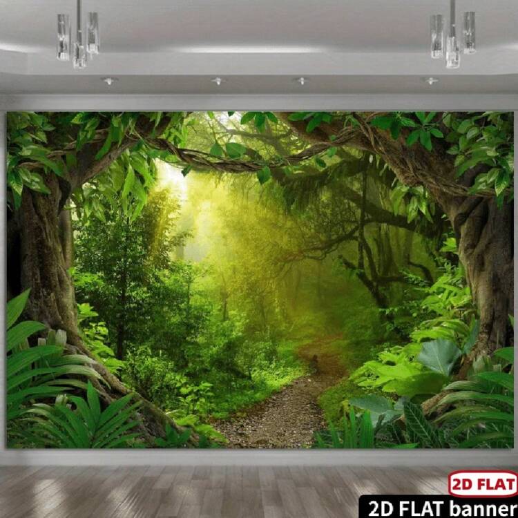 2D平面背景 2D平面背景 2D平面背景叢林森林攝影背景布 熱帶雨林自然景觀背景 野生動物園成人派對裝飾攝影棚道具 多功能 - A - 查看 3
