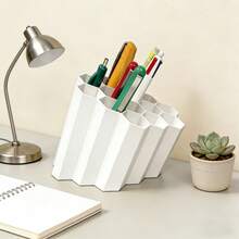 Honeycomb Shape Pen Holder, Office Supplies Desktop Storage Box, With Multiple Compartments, Ideal For Pens, Markers, And Small Items, Stationery Organizer | Creative Storage - Multicolor - View 4