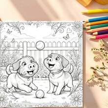 1pc Funny Dog Coloring Book, 24 Pages Of Amusing Cartoon Patterns, Designed For Coloring Enthusiasts, Relaxing And Soothing, Emotional Healing, Perfect Gift Choice For Family Gatherings, Birthdays, Holiday Parties For Family And Friends. Must-Have For Dog Lovers, Parent-Child Interactive Picture Book, Pet Drawing Book - Dog Coloring Book - View 3