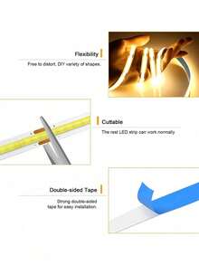 COB LED Light Strip - USB Powered Adhesive Cuttable Light Strip With Touch Control - Long Press To Adjust Brightness, 3 Color Temperatures Available, Suitable For Wardrobe Kitchen Lighting, TV Backlight, DIY Bedroom Home Decor Lighting - Multicolor - View 11