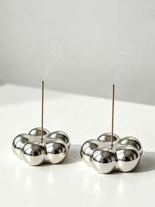 1pc Minimalist Silver Ceramic Incense Holder Modern Creative Design Aromatherapy Base Incense Stick Holder Incense Tray Incense Stand Decorative Item - Ceramic Incense Holder - View 8