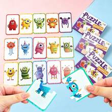 16 Pcs Monster Matching Puzzle For Toddlers, Double-Sided Cute Monster Matching Card Game, Early Educational Learning Toys,Travel Toy, Birthday Gift - Multicolor - View 2