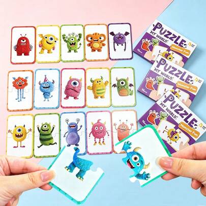 16 Pcs Monster Matching Puzzle For Toddlers, Double-Sided Cute Monster Matching Card Game, Early Educational Learning Toys,Travel Toy, Birthday Gift