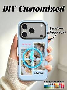 1 buah Casing Ponsel Magnetik, Film Mengkilap 2-in-1 Desain Perlindungan Penuh, Casing Pelindung 3 Foto Hati yang Dapat Disesuaikan dengan Berbagai Warna Dasar, Desain Gaya Kupu-kupu, Kompatibel dengan iPhone 17 Pro Max/Air/17 Pro/17/16/15/14/13/12/11 - MultiWarna - View 1