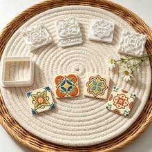 6Pcs Moroccan Exotic Tile Clay Cutters, Boho Ornate Floral Square Molds For Polymer Clay DIY Jewelry Making - 6pcs - View 4