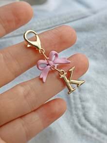 1PC New Elegant Pink Bow Key Chain, Cute English Letter Bow Keychain, Suitable For Women's Daily Use, Gift For Mom, Women's Bag DIY Backpack Pendant Charm Accessory, Wedding And Birthday Gift - Multicolor - View 24