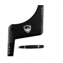 Beard Trimming & Styling Tool With Neckline Shaper, Professional Beard Trimming Guide Template, Built-In Comb, Men's Edge & Line Template, Compatible With Razor Or Tweezers - Black Mustache Template - View 10