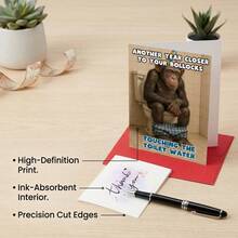 1pc Men's Birthday Card With "Naughty Monkey Sitting On Toilet" Design, Includes Humorous And Vulgar Joke, Suitable For Male Friends - Multi-color - View 6