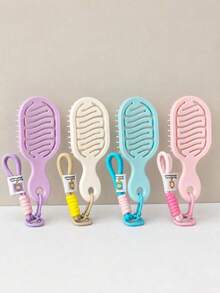 Sisir Oval Mini, Sisir Portabel Wanita, Cocok untuk Perjalanan, Aktivitas Luar Ruangan, Kantor dan Sekolah, Cocok untuk Rambut Basah dan Kering, Penggunaan Sehari-hari, Sisir Pijat Ringan dengan Tali Gantung, Sisir Rambut Keriting, Tersedia Berbagai Warna - A - View 20