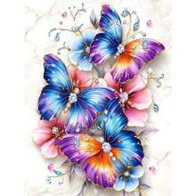 1PC DIY 5D Diamond Painting Kit Butterfly Floral Pattern - Round Full Drill Art Mosaic Craft, Home Wall Decor, Unframed - No Frame - View 9
