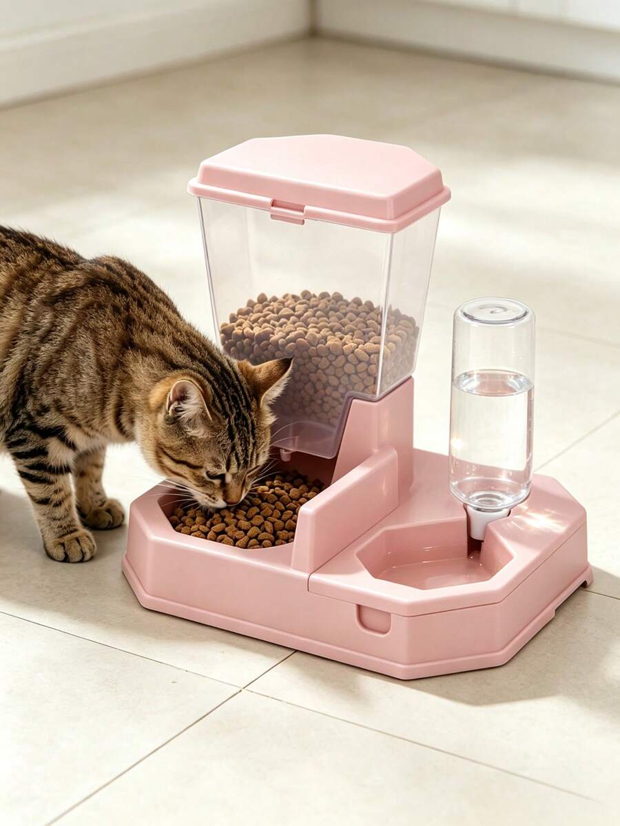 2‑In‑1 Automatic Pet Feeder And Water Dispenser, Large‑Capacity Food Storage Bucket, No Electricity Required, Detachable Food And Water Bowls For Easy Disassembly And Cleaning, Suitable For Feeding Food And Drinking Water For Cats And Small Dogs - 2-in-1 - View 1