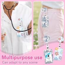 1 Set (Badge Clip + Lanyard + Card Holder) Blue Butterfly ID Badge Clip, Retractable Badge Reel With Card Holder, Detachable Lanyard, Teacher ID Card Holder Protective Sleeve, Suitable For Doctors, Nurses, Interns, Office Workers, Office Gift - Versatile - View 9