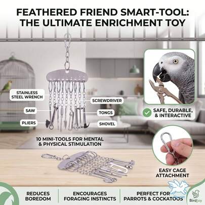 1 Piece Of Metal Bird Toy, Durable Parrot Chewing Ornament - Suitable For Medium To Large Birds Such As Cockatoos And African Grey Parrots, Promotes Mental Stimulation And Beak Health