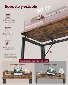 VASAGLE Folding Table, Folding Desk, Rounded Edges, 80 X 40 Cm - A - View 5