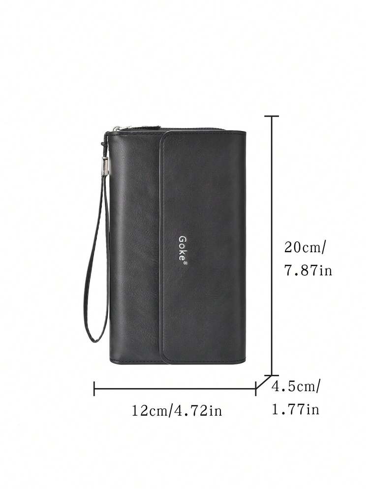 Best-Selling Men's Long Vintage Zipper Wallet, Business Multi-Slot Card Holder, Phone Bag, New Style Wallet - Black - View 4